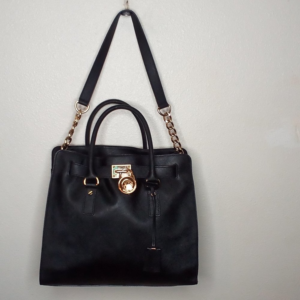 COPY - Michael kors hamelton satchel black stifano leather large. - Picture 16 of 16